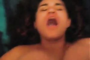 Sexy smokin' Latina with massive mangos pleases me with oral stimulation and titjob