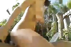 My holiday fuck girlfriend rides my pecker by the pool