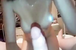 Captivating dark brown girlfriend engulfing my shlong balls deep