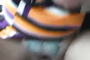 Cute and breasty white bitch on the parking lot sucking my dong on webcam