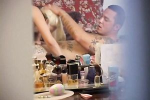 Let's spy on nice-looking natural auburn Anna riding her tattooed BF on top