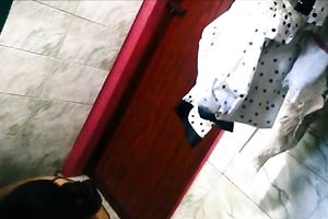 Hidden livecam in the washroom catches dilettante Indian amateur wife