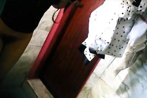 Hidden livecam in the washroom catches dilettante Indian amateur wife