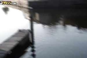 Dumb Euro doxy Ella gets screwed missionary style in car