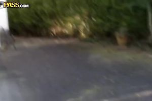 Dumb Euro doxy Ella gets screwed missionary style in car