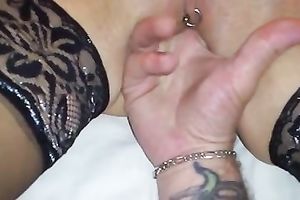 Hardcore fisting for my older cheating wife with pierced wet crack