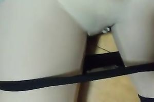 Teen cutie pushing juicy snatch with large marital-device in non-professional episode