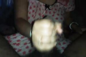 Amateur Desi wifey provides her plump hubby's hirsute ramrod with HJ