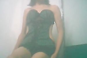 Indian brunette hair slutwife was posing in her dark corset and that babe looked wankable