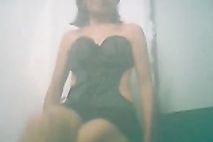 Indian brunette hair slutwife was posing in her dark corset and that babe looked wankable