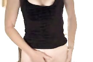 Desirable non-professional gal rubbing hairless pussy during the time that webcamming with me