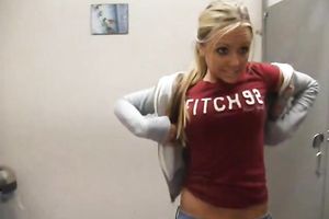 Stunning blond college skank flashes her melons on livecam