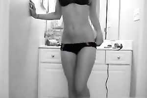 My hubby recorded a cute non-professional slim cam dirty slut wife dancing for him