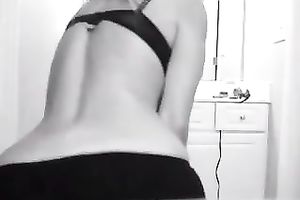 My hubby recorded a cute non-professional slim cam dirty slut wife dancing for him