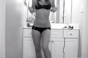 My hubby recorded a cute non-professional slim cam dirty slut wife dancing for him