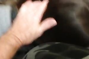 Kinky svelte natural dark head did not mind engulfing my weenie in the crapper