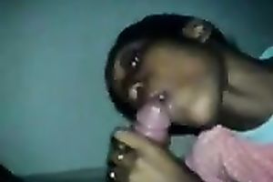 Black cheap wench was busy with engulfing my buddy's meaty dark cock