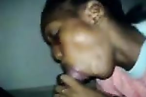 Black cheap wench was busy with engulfing my buddy's meaty dark cock