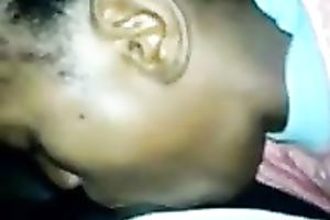 Black cheap wench was busy with engulfing my buddy's meaty dark cock