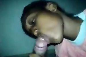 Black cheap wench was busy with engulfing my buddy's meaty dark cock