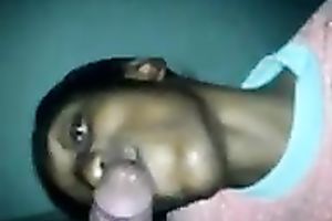 Black cheap wench was busy with engulfing my buddy's meaty dark cock