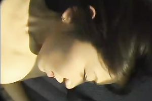Missionary style sex in the car with a slender Japanese bitch