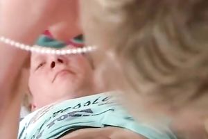 Lascivious white golden-haired legal age teenager voraciously rides on a dick