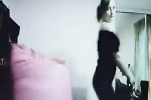 Palatable dark brown legal age teenager fingers her bald cunny for me