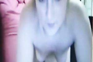 Palatable dark brown legal age teenager fingers her bald cunny for me