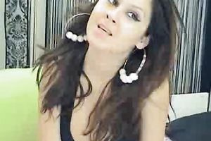 Marvelous brunette hair white bitch on livecam demonstrates her big boobs