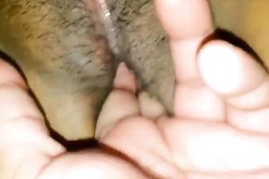 My excited hubby likes to fingerfuck my own wet fur pie just a bit