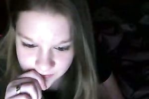My golden-haired eighteen yo gf flirts with me on cam and plays with vibrator