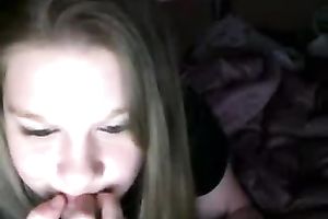 My golden-haired eighteen yo gf flirts with me on cam and plays with vibrator