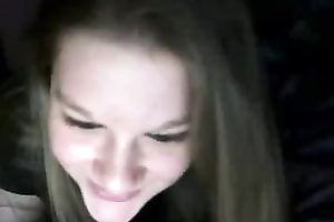 My golden-haired eighteen yo gf flirts with me on cam and plays with vibrator