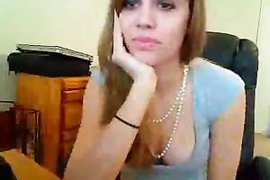 Light haired svelte nympho with cute legs was tickling her moist fur pie