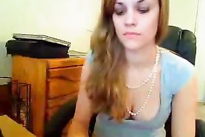 Light haired svelte nympho with cute legs was tickling her moist fur pie