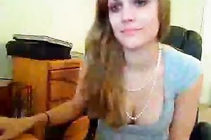 Light haired svelte nympho with cute legs was tickling her moist fur pie