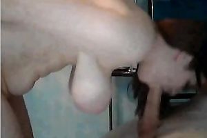 My babe with big empty love melons jerks off my pantyhose and gives her head