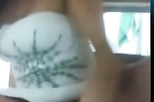 Kinky web camera housewife flashed her natural milk shakes during the time that posing in white nightie