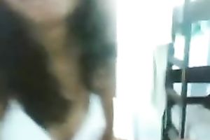 Kinky web camera housewife flashed her natural milk shakes during the time that posing in white nightie
