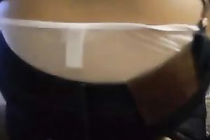 Hot hottie with admirable ass wearing hawt pants sits on her bf's lap