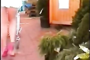Wife in airy summer costume flashes her wazoo at the florist shop