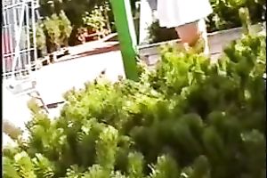 Wife in airy summer costume flashes her wazoo at the florist shop
