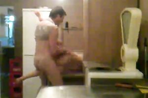 Brutally fucking my Bulgarian girlfriend on the table in kitchen