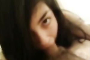 Awesome brunette hair legal age teenager enjoys engulfing my friend's penis in POV movie