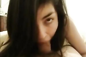 Awesome brunette hair legal age teenager enjoys engulfing my friend's penis in POV movie