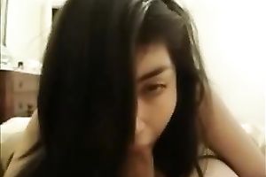 Awesome brunette hair legal age teenager enjoys engulfing my friend's penis in POV movie