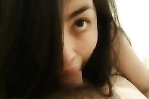 Awesome brunette hair legal age teenager enjoys engulfing my friend's penis in POV movie