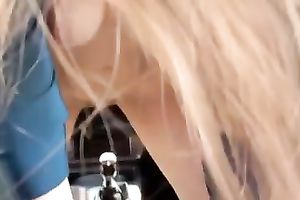 Hot movie of my sexually excited dirty slut wife riding a gear stick in garage