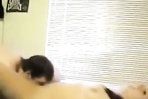 Svelte gal with pale boobs sucked my buddy and enjoyed wild missionary